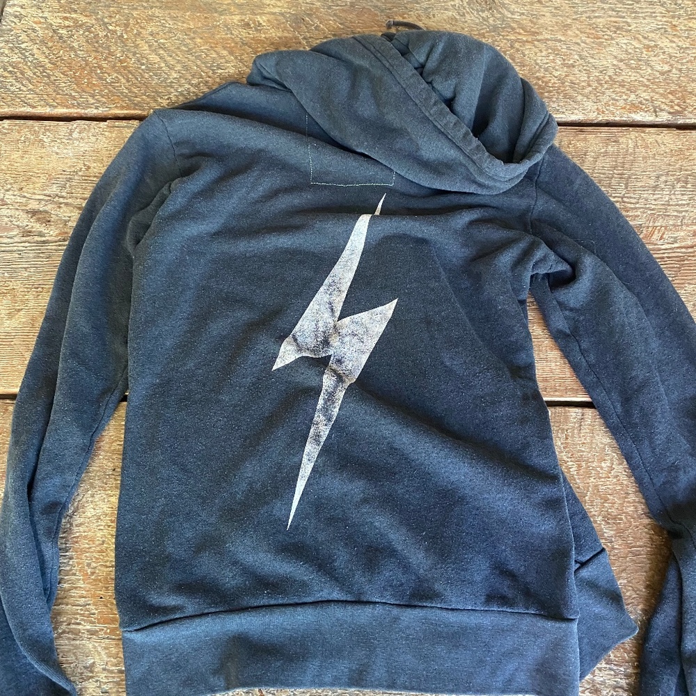 Aviator Nation Womens Bolt Zip Hoodie, Black sz SMALL